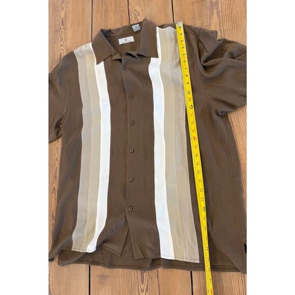Men’s Bobby Chan Bowling Shirt Brown Tan Silk XL - Picture 6 of 6